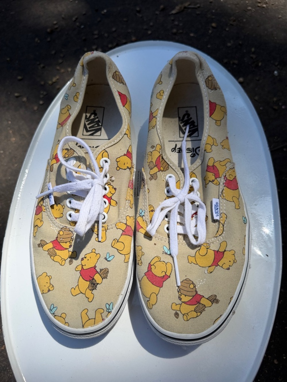 Vans Beige Winnie the Pooh Canvas Sneakers with White Laces
